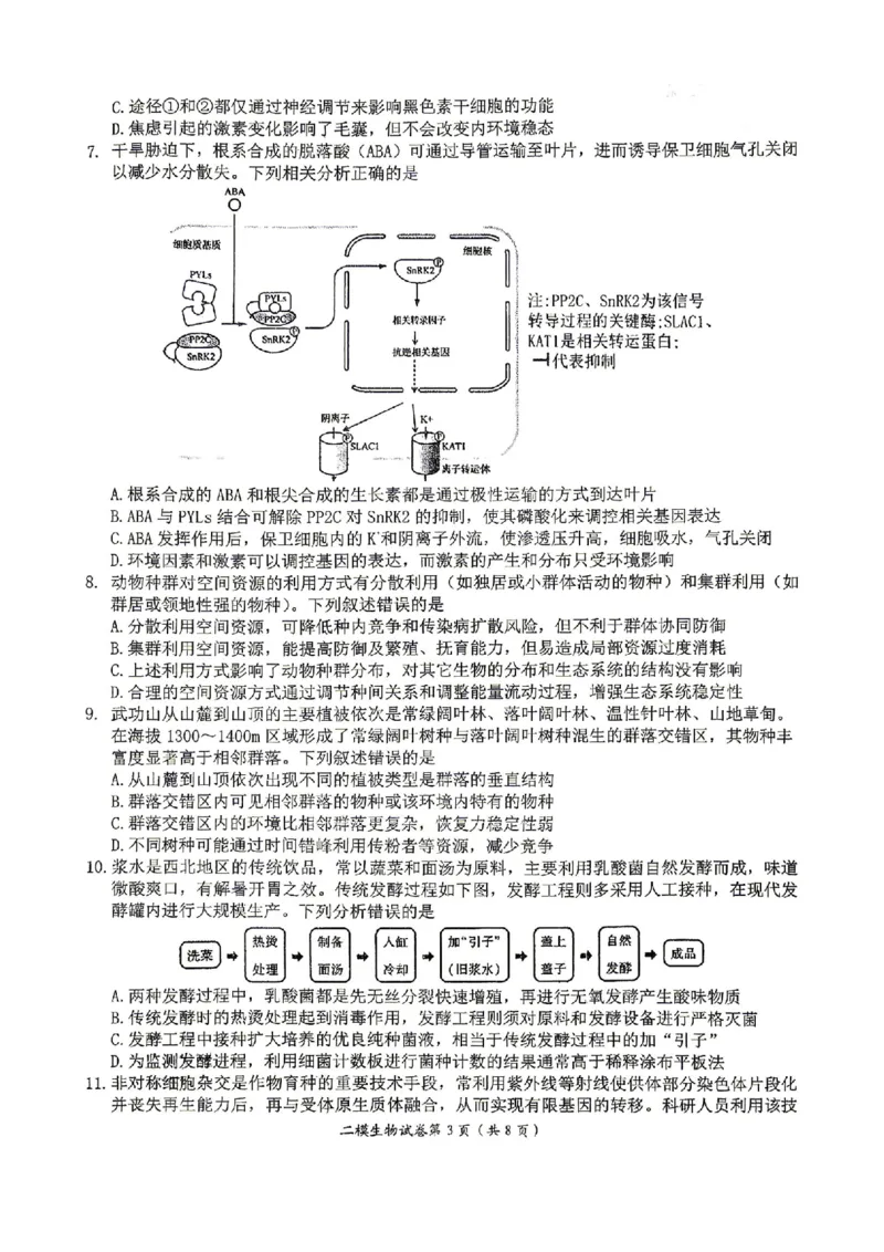 萍乡市2025-2026学年度高三二模考试生物试题卷+答案_2024-2026高三（6-6月题库）_2026年04月高三试卷_260423江西省萍乡市2026年萍乡市高三年级第二次模拟考试(全科）