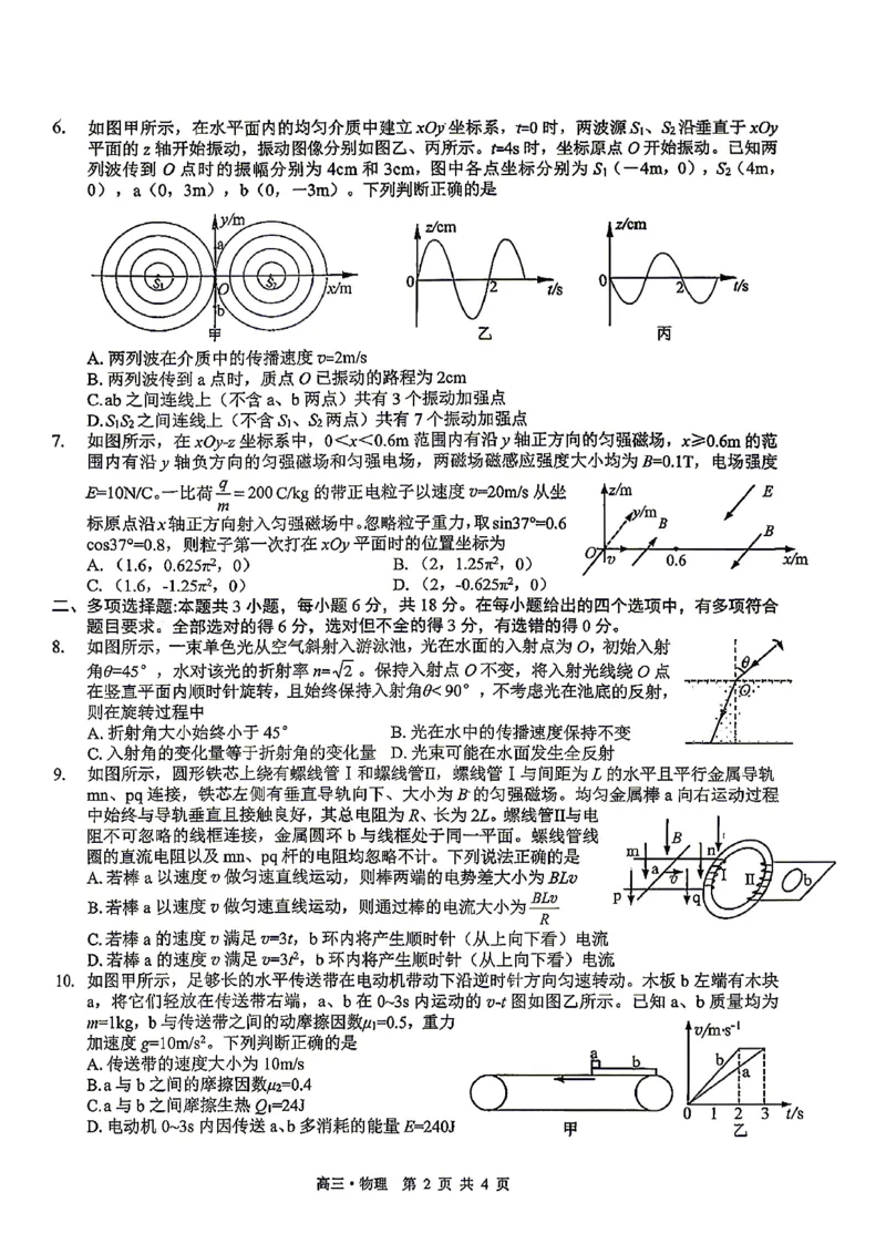 泸州市高2023级高三质量监测试题物理_2024-2026高三（6-6月题库）_2026年04月高三试卷_260427四川省泸州市高2023级高三质量监测试题（泸州三诊）（全科）