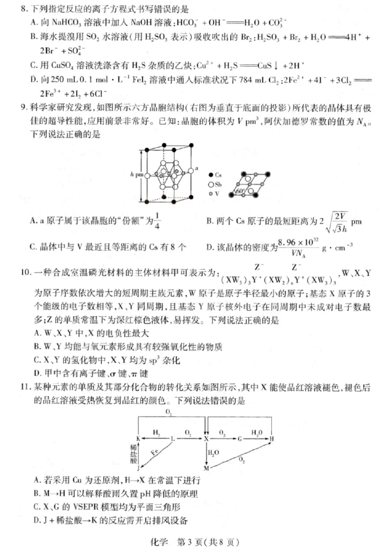 化学试卷-2026山西多校高三大联考4.23-24（含答案）_2024-2026高三（6-6月题库）_2026年04月高三试卷_260426山西、陕西ty大联考高三4月23-24联考（全科）