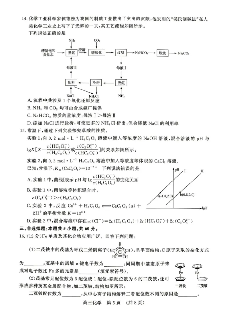 山东省2026年4月高三核心素养评估检测化学试题_2024-2026高三（6-6月题库）_2026年04月高三试卷_260409山东省2026年4月高三核心素养评估检测（全科）