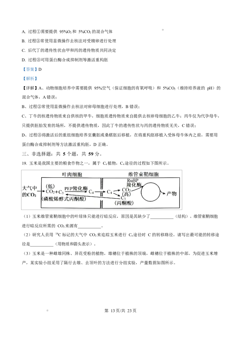 河北衡水市桃城区河北衡水中学2025-2026学年度高三年级下学期综合素质评价三生物学科Word版含解析_2024-2026高三（6-6月题库）_2026年04月高三试卷