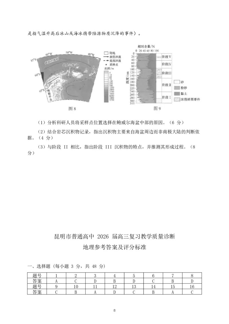 云南昆明市普通高中2026届高三3月复习教学质量诊断地理（含答案）_2024-2026高三（6-6月题库）_2026年04月高三试卷_260402云南昆明市普通高中2026届高三3月复习教学质量诊断（全科）