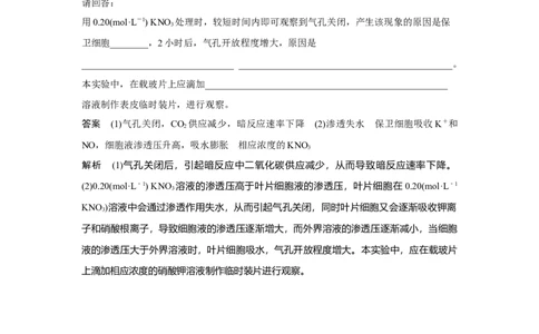 微专题4　气孔与细胞代谢_新高考复习资料_2023年新高考复习资料_一轮复习_2023年新高考大一轮复习讲义_2023年高考生物一轮复习讲义（新人教新高考）_赠补充习题