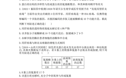 夯基提能练3蛋白质、核酸、糖类和脂质-备战2023高考生物一轮复习夯基提能练（全国通用）（原卷版）_通用版（老高考）复习资料_2023年复习资料_一轮复习