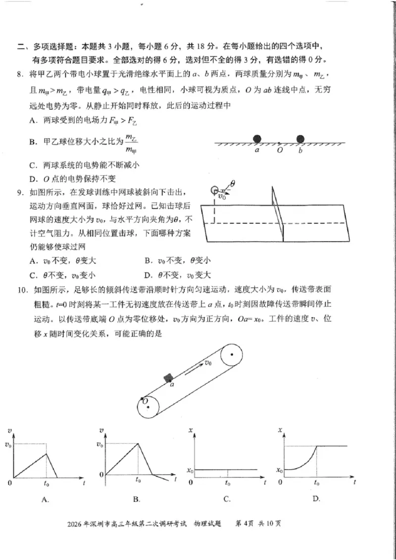物理试题-2026深圳二模_2024-2026高三（6-6月题库）_2026年04月高三试卷_260425广东省深圳市2026届高三下学期第二次调研考试（全科）（深圳二模）