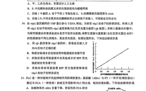 生物试卷2026届泉州市高中毕业班质量检测（二）生物试题_2024-2026高三（6-6月题库）_2026年02月高三试卷_260203福建省泉州市2026届普通高中毕业班质量监测（二）（全科）
