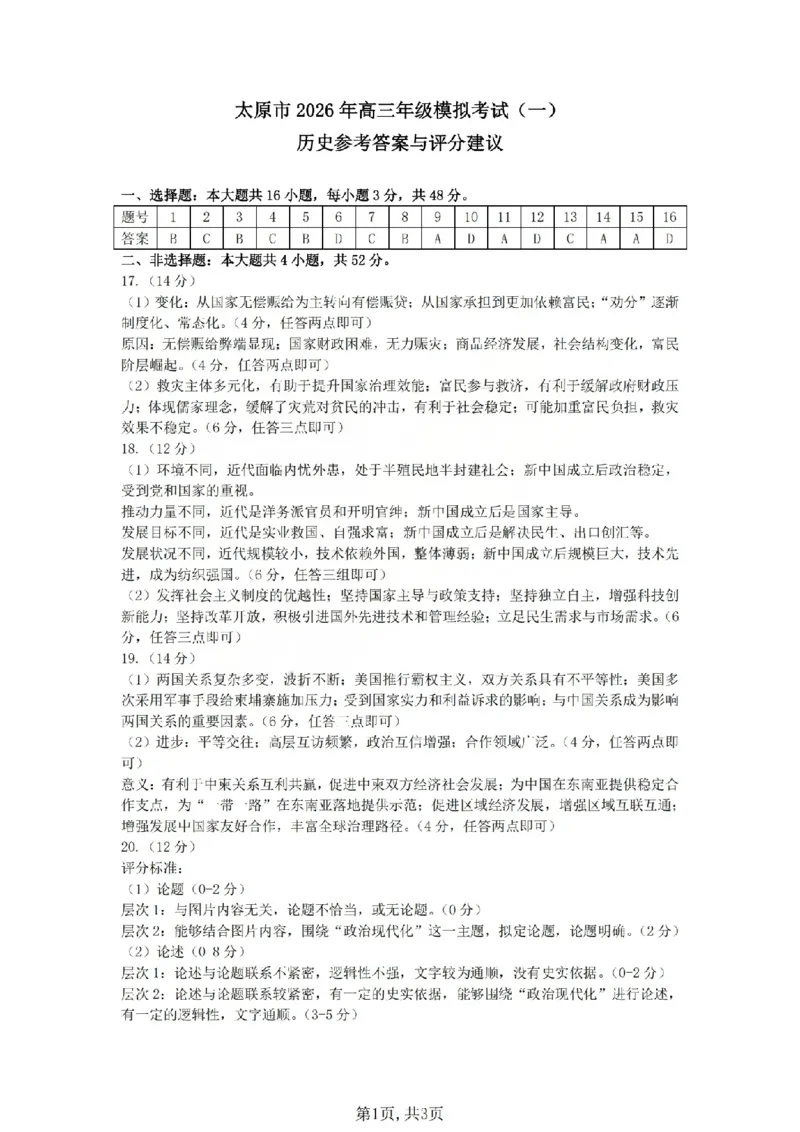 历史答案_2026太原高考一模历史答案_2024-2026高三（6-6月题库）_2026年03月高三试卷_260328山西省太原市2026届高三年级模拟考试（一）（全科）_2026太原高考一模历史