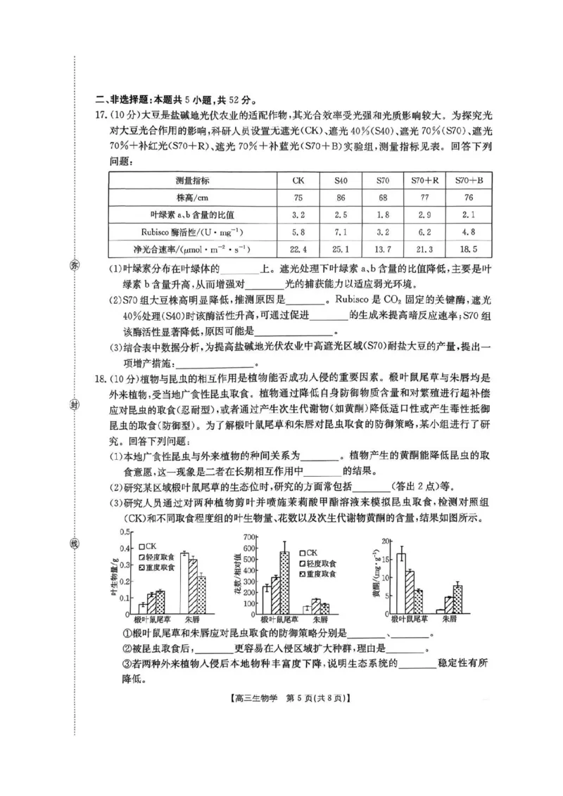 河南省2026届高三下学期3月开学联考生物_2024-2026高三（6-6月题库）_2026年03月高三试卷_260311金太阳&middot;河南省2026届高三下学期3月开学联考（全科）