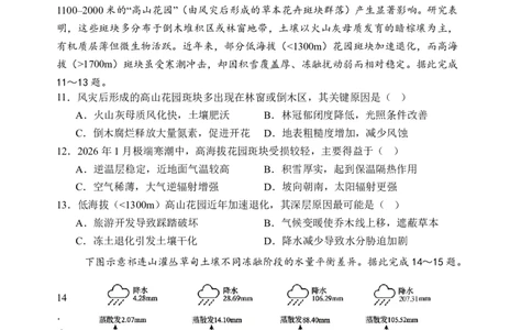 地理-山西大学附属中学校2026届高三下学期2月开学考_2024-2026高三（6-6月题库）_2026年02月高三试卷_260226山西大学附属中学校2026届高三下学期2月开学考