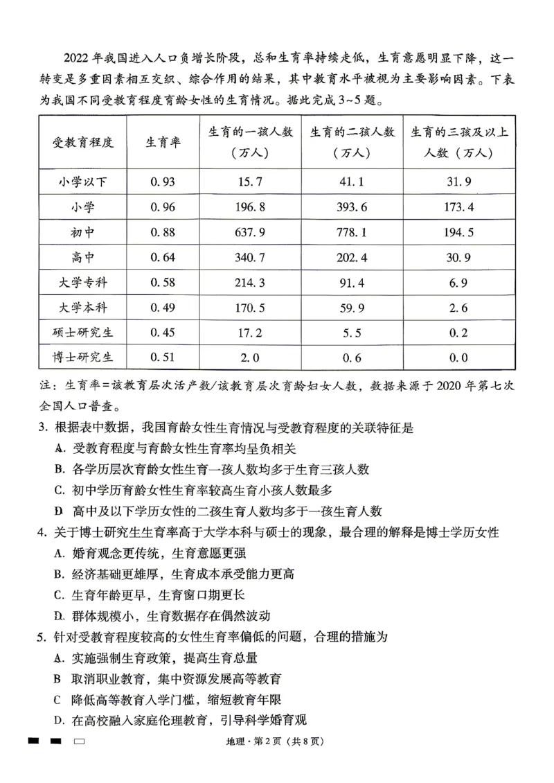 地理试题卷_2024-2026高三（6-6月题库）_2026年04月高三试卷_260422贵州省六校联盟2026届高三年级4月高考实用性联考卷(三)（全科）