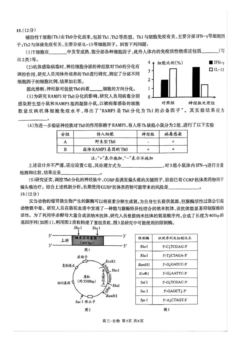 泸州市高2023级高三质量监测试题生物_2024-2026高三（6-6月题库）_2026年04月高三试卷_260427四川省泸州市高2023级高三质量监测试题（泸州三诊）（全科）