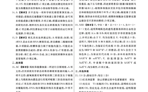 辽宁名校联盟2026届高三下学期4月第二次模拟考试生物试题生物2026年辽宁高三4月联考答案(1)_2024-2026高三（6-6月题库）_2026年04月高三试卷