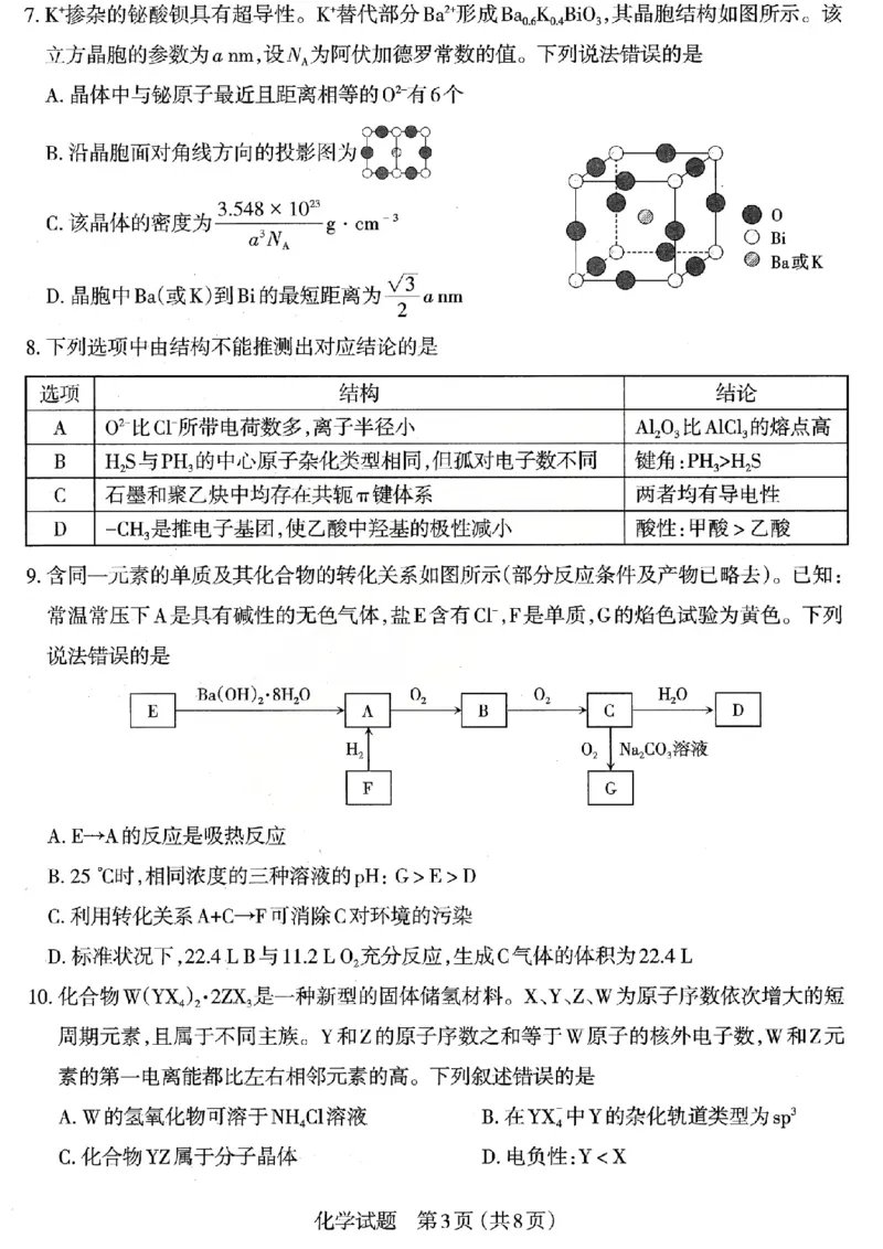 化学试题_2026太原高考一模化学试题_2024-2026高三（6-6月题库）_2026年03月高三试卷_260328山西省太原市2026届高三年级模拟考试（一）（全科）_2026太原高考一模化学