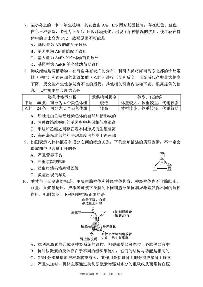 蓉城名校联盟2026届高三第二次联合诊断性考试生物_2024-2026高三（6-6月题库）_2026年04月高三试卷_260420四川省蓉城名校联盟2026届高三第二次联合诊断性考试（蓉城二诊）（全科）