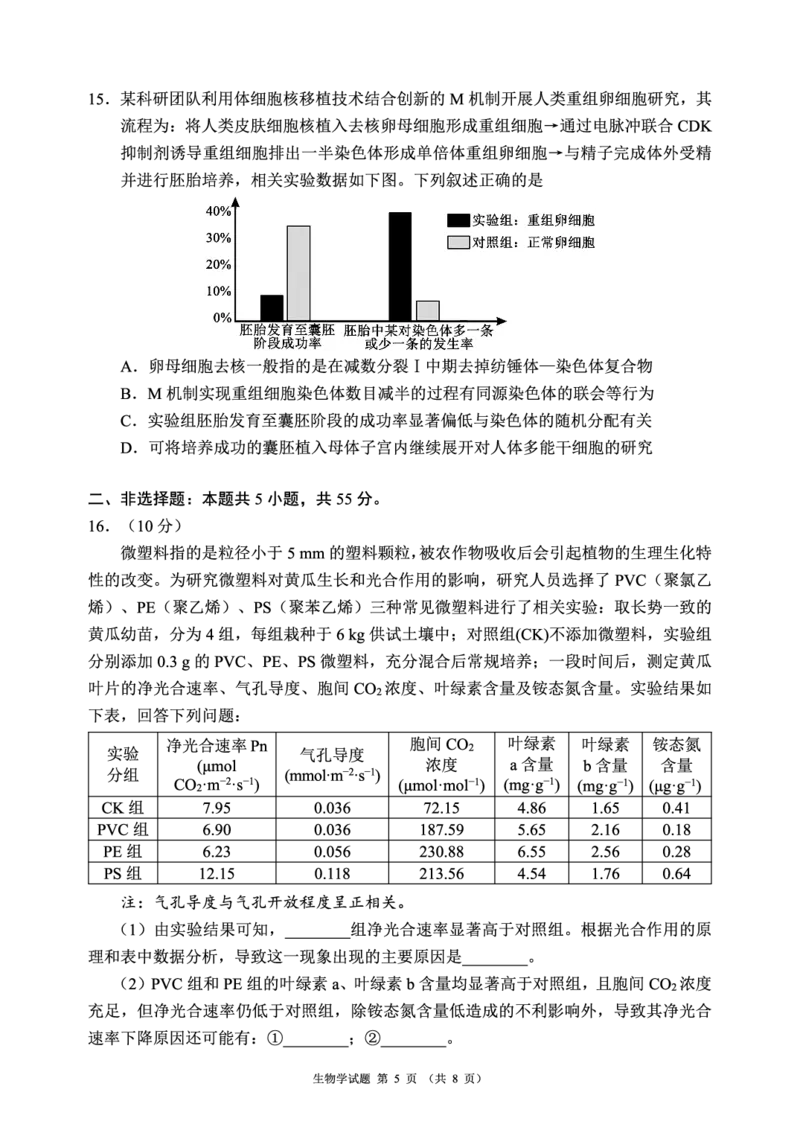 蓉城名校联盟2026届高三第二次联合诊断性考试生物_2024-2026高三（6-6月题库）_2026年04月高三试卷_260420四川省蓉城名校联盟2026届高三第二次联合诊断性考试（蓉城二诊）（全科）