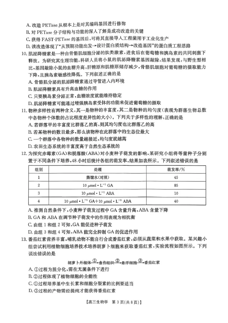 邯郸市2026届高三第一次模拟检测生物试卷_2024-2026高三（6-6月题库）_2026年03月高三试卷_2603192026届河北邯郸市高三第一次模拟检测试题_河北省邯郸市2026届高三第一次模拟检测生物试题