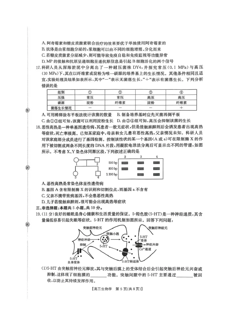 邯郸市2026届高三第一次模拟检测生物试卷_2024-2026高三（6-6月题库）_2026年03月高三试卷_2603192026届河北邯郸市高三第一次模拟检测试题_河北省邯郸市2026届高三第一次模拟检测生物试题