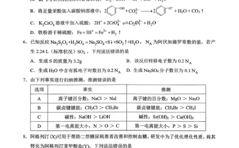西南大学附属中学校2026届高三下学期3月月考化学试题_2024-2026高三（6-6月题库）_2026年03月高三试卷_260304西南大学附属中学校2025-2026学年高三下学期开学
