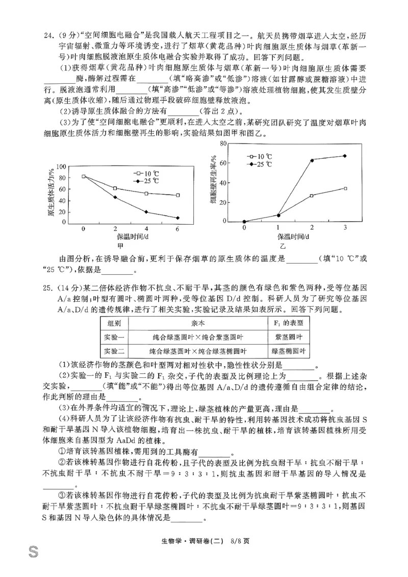 辽宁省抚顺市清原满族自治县高级中学2025-2026学年高三下学期模拟调研卷生物试题（二）_2024-2026高三（6-6月题库）_2026年04月高三试卷