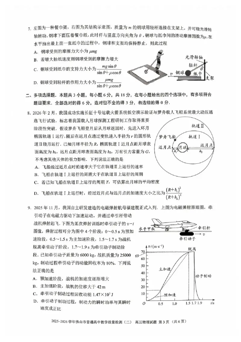 物理试题卷_2024-2026高三（6-6月题库）_2026年04月高三试卷_260416广东省佛山市2025-2026学年佛山市普通高中教学质量检测（二）（全科）