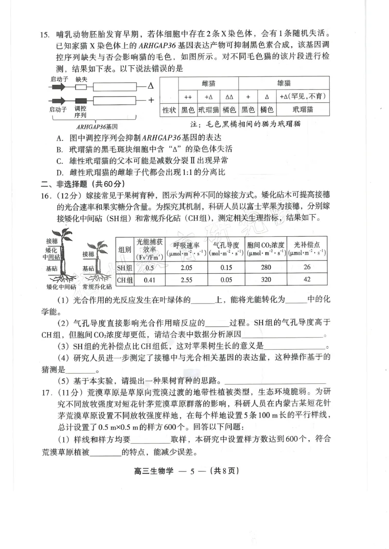生物试题：2025-2026学年福州市高三年级三月质量检测_2024-2026高三（6-6月题库）_2026年03月高三试卷_260308福建省福州市2025-2026学年高三三月质量检测（全科）_生物