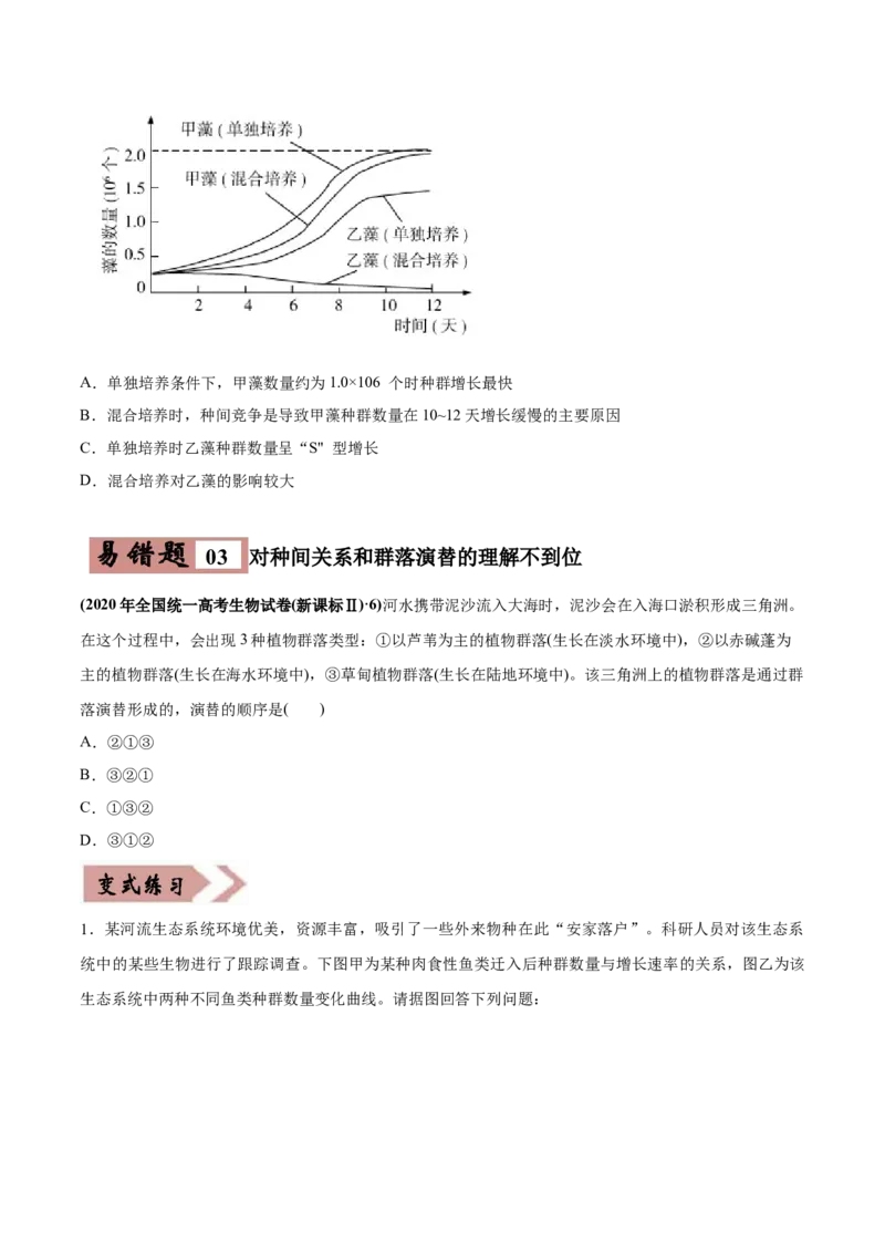 易错点15种群和群落&mdash;2021年高考生物一轮复习易错题（学生版）_新高考复习资料_2023年新高考复习资料_一轮复习_2023年新高考大一轮复习讲义_赠2021年高考生物一轮复习易错题