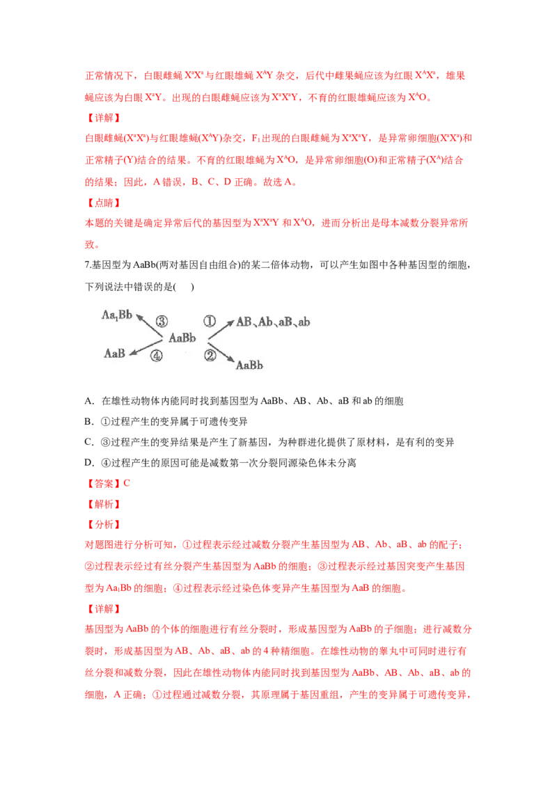 易错点08生物的变异和育种-2021年高考生物一轮复习易错题（教师版含解析）_新高考复习资料_2023年新高考复习资料_一轮复习_2023年新高考大一轮复习讲义