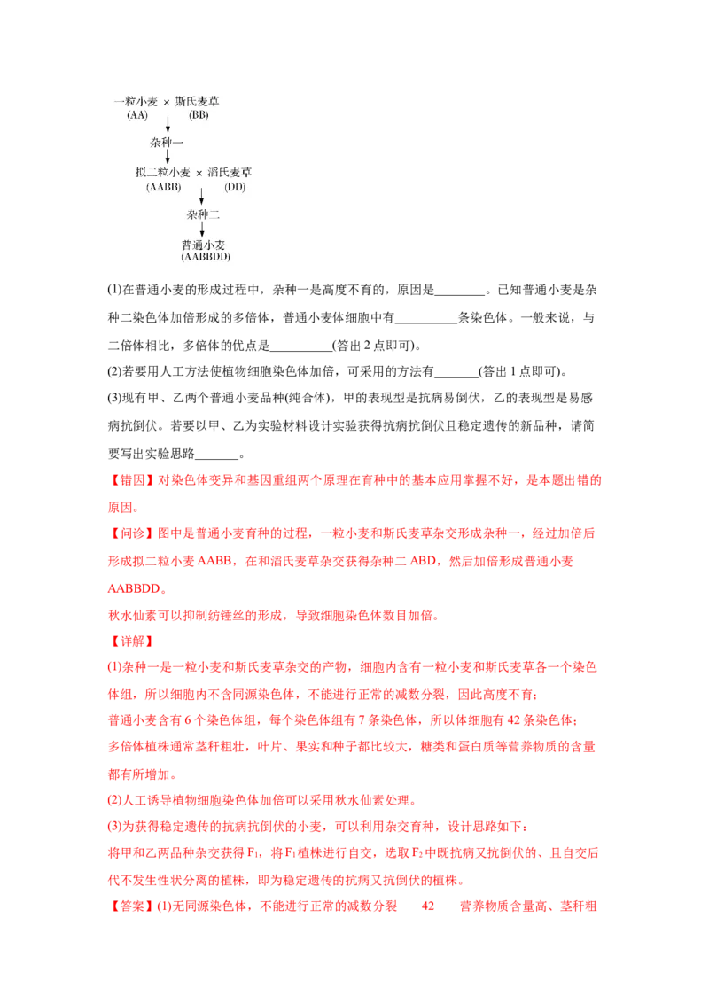 易错点08生物的变异和育种-2021年高考生物一轮复习易错题（教师版含解析）_新高考复习资料_2023年新高考复习资料_一轮复习_2023年新高考大一轮复习讲义