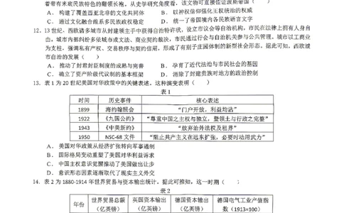 江西省八所重点中学2026届高三联考历史_2024-2026高三（6-6月题库）_2026年04月高三试卷
