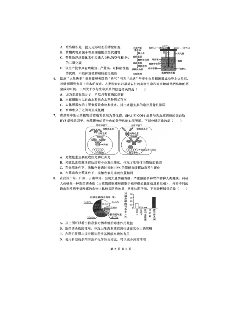 湖北孝感市楚天协作体2025-2026学年高三下学期开学考试生物试题生物试题_2024-2026高三（6-6月题库）_2026年02月高三试卷_2602272026年湖北省高三2月检测试卷（全科）