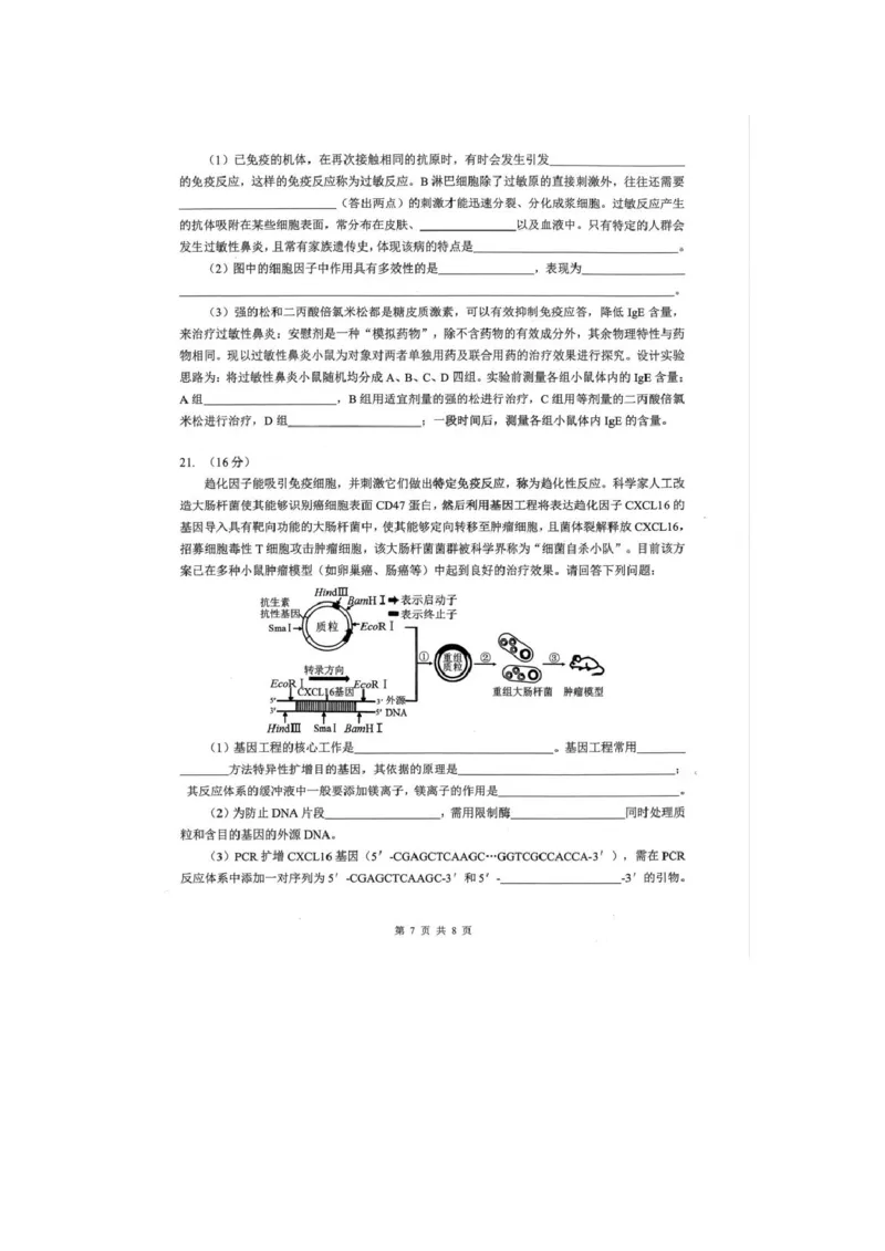 湖北孝感市楚天协作体2025-2026学年高三下学期开学考试生物试题生物试题_2024-2026高三（6-6月题库）_2026年02月高三试卷_2602272026年湖北省高三2月检测试卷（全科）