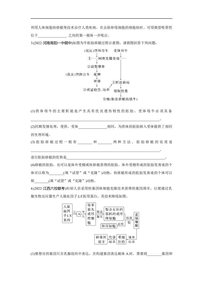 夯基提能练38胚胎工程与生态工程(含生物技术的安全性和伦理问题-备战2023高考生物一轮复习夯基提能练（全国通用）（原卷版）_通用版（老高考）复习资料_2023年复习资料_一轮复习