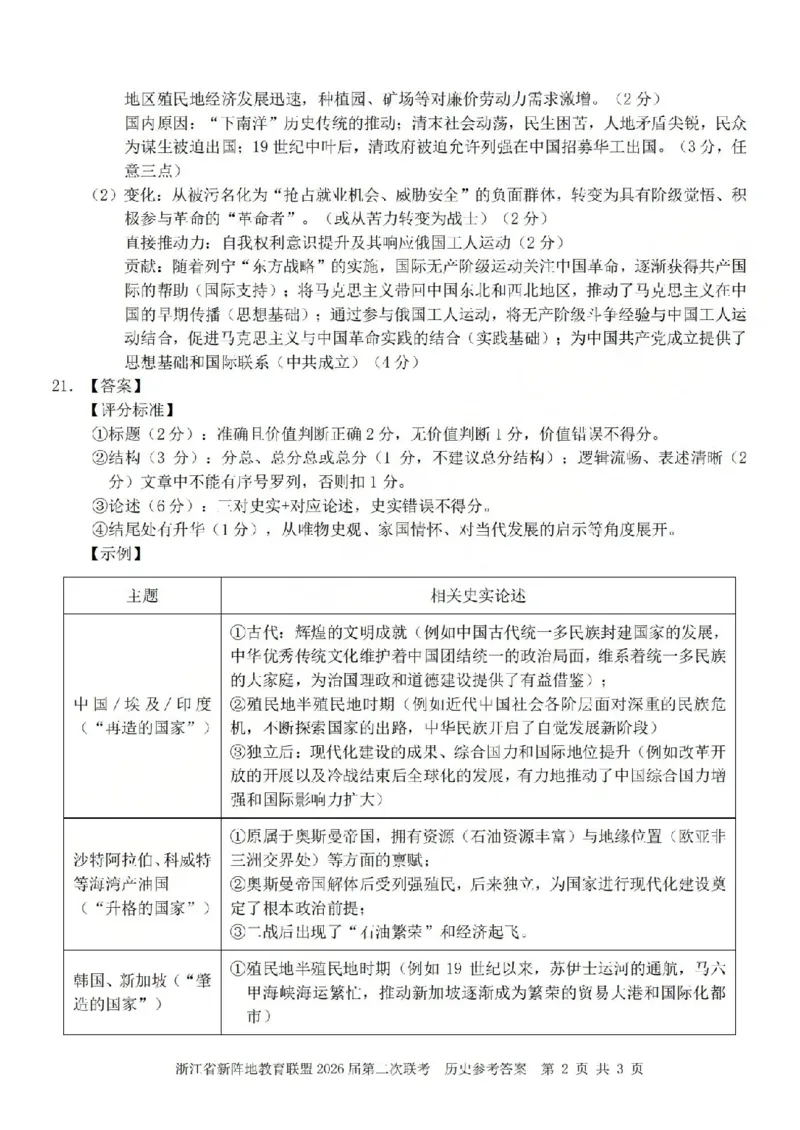 历史答案-2603新阵地教育联盟_2024-2026高三（6-6月题库）_2026年03月高三试卷_250309浙江省新阵地教育联盟2026届第二次联考（全科）