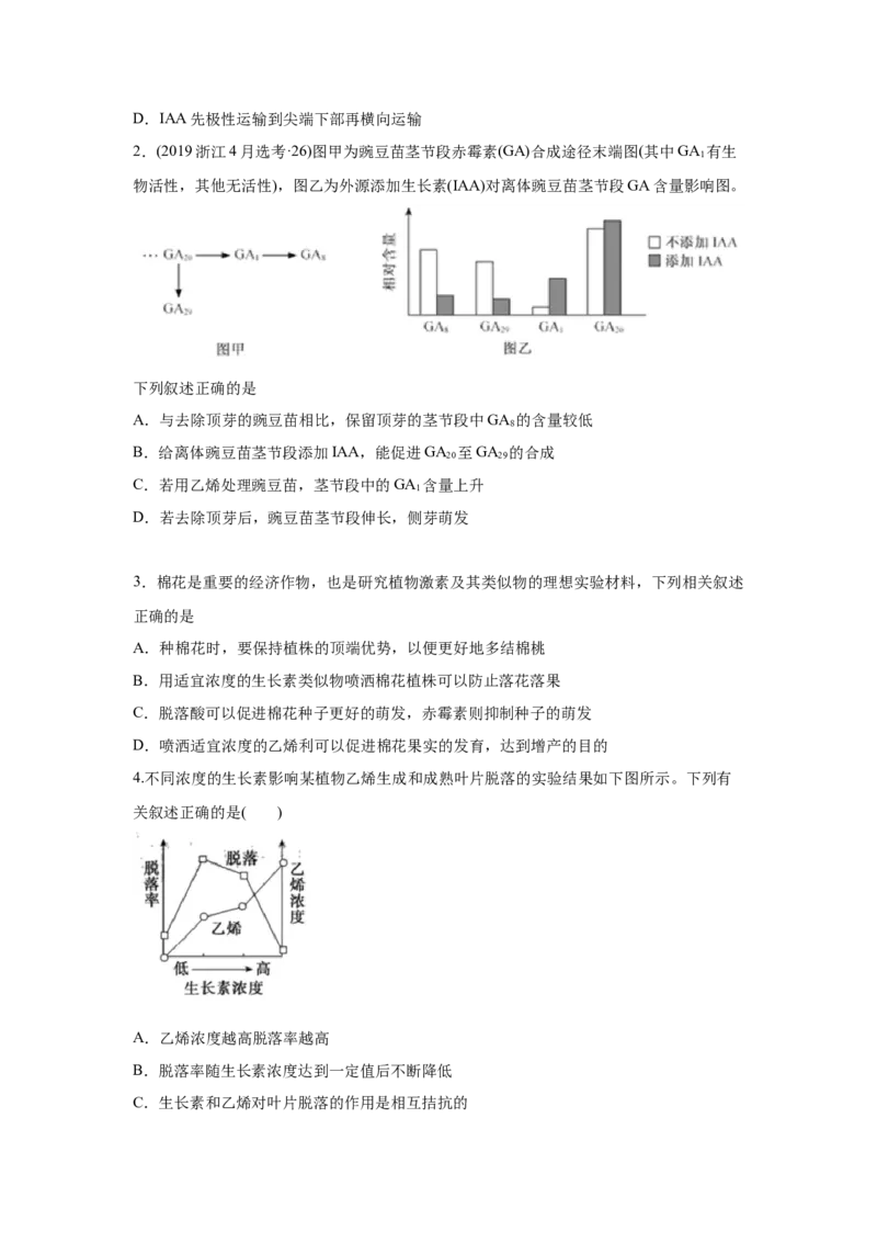 易错点14植物生命活动的调节-2021年高考生物一轮复习易错题（学生版）_新高考复习资料_2023年新高考复习资料_一轮复习_2023年新高考大一轮复习讲义_赠2021年高考生物一轮复习易错题