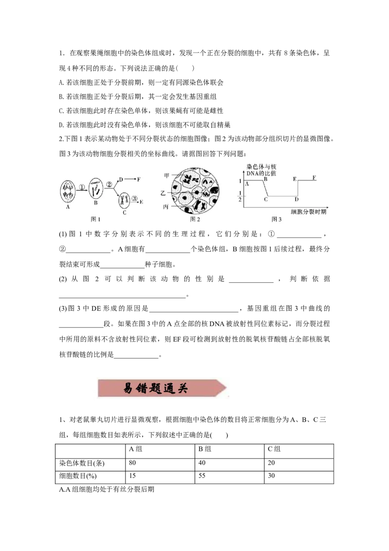 易错点04细胞的生命历程-2021年高考生物一轮复习易错题（学生版）_新高考复习资料_2023年新高考复习资料_一轮复习_2023年新高考大一轮复习讲义_赠2021年高考生物一轮复习易错题