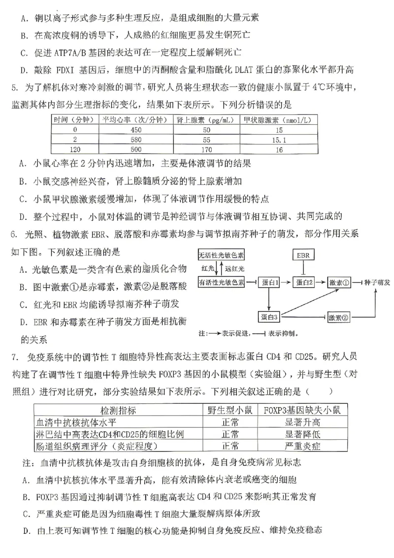 生物试题卷_2024-2026高三（6-6月题库）_2026年04月高三试卷_260428重庆市重庆八中高2026届4月强化训练（三）（全科）