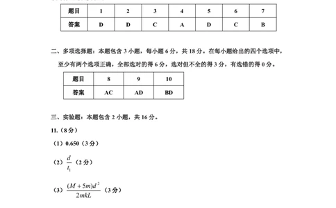 物理答案-2026太原高考一模物理答案_2024-2026高三（6-6月题库）_2026年03月高三试卷_260328山西省太原市2026届高三年级模拟考试（一）（全科）_2026太原高考一模物理