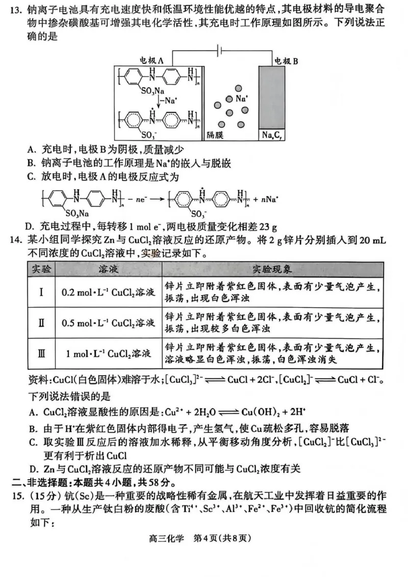 吕梁市2025-2026学年高三第二次模拟调研测试化学_2024-2026高三（6-6月题库）_2026年04月高三试卷_260405山西省吕梁市2025-2026学年高三第二次模拟调研测试（全科）