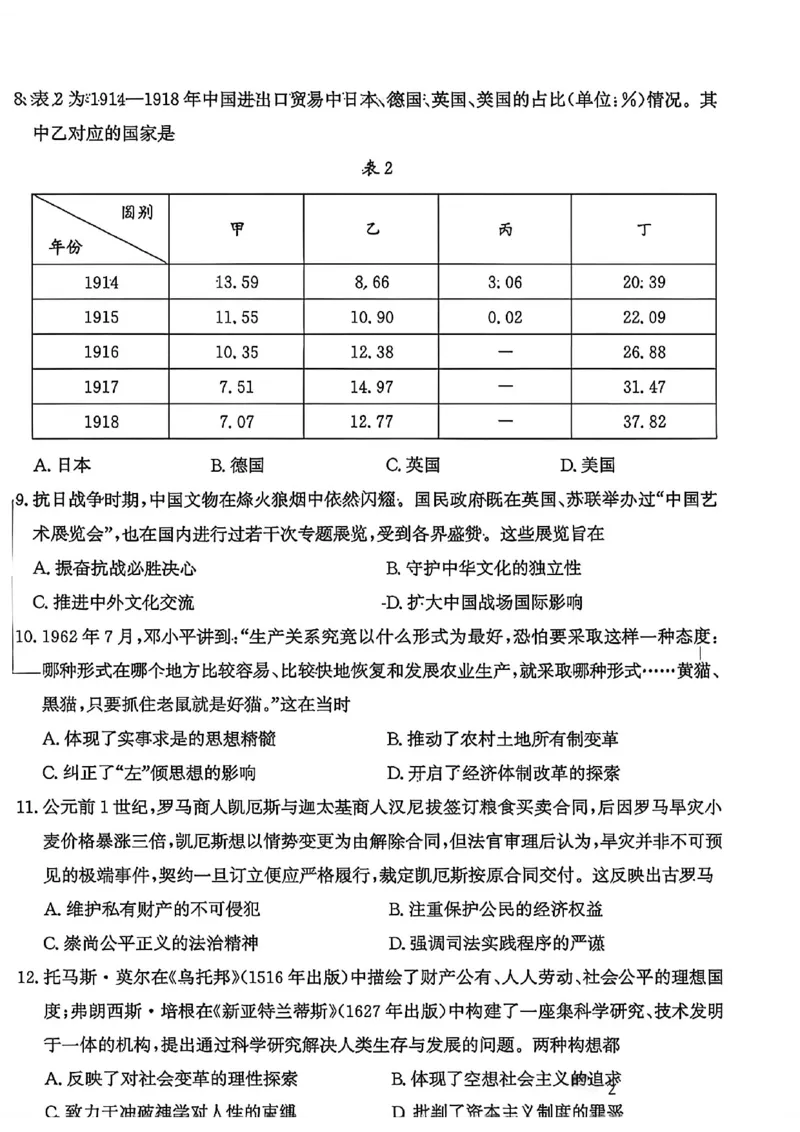历史试题-2026年山东省济南市高三第二次模拟考_2024-2026高三（6-6月题库）_2026年04月高三试卷_260418山东省济南市2026届高三第二次模拟考试（全科）