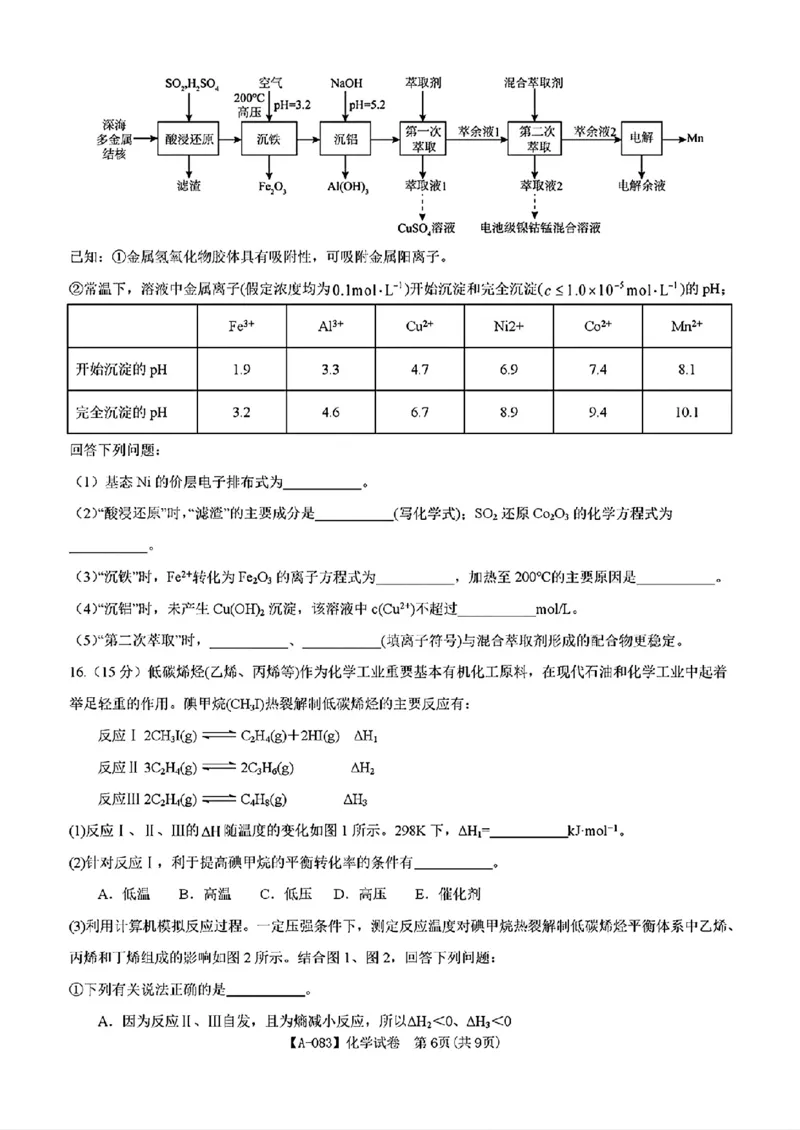 安徽铜陵市2026届高三下学期第一次质检化学试卷+答案_2024-2026高三（6-6月题库）_2026年03月高三试卷_260324安徽铜陵市2026届高三下学期第一次质检（铜陵一模）（全科）