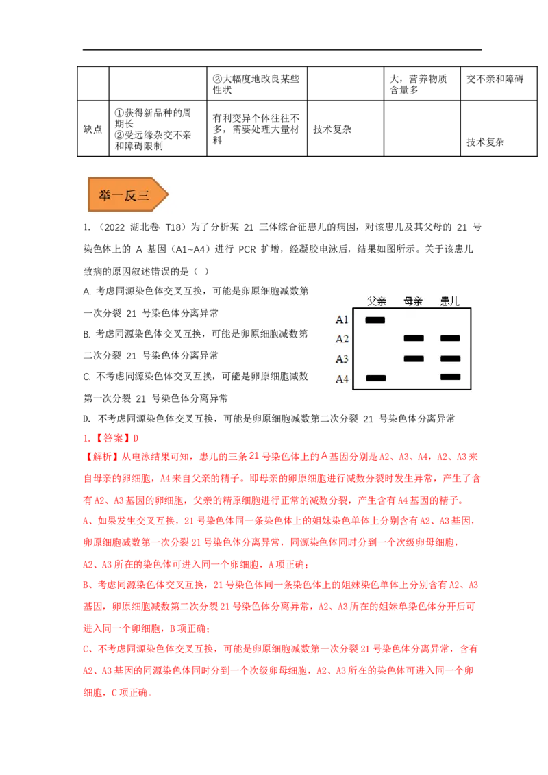 易错点17关于变异与育种的遗传题（解析版）_通用版（老高考）复习资料_2023年复习资料_专项复习_备战2023年高考生物考试易错题（全国通用）_易错点17关于变异与育种的遗传题