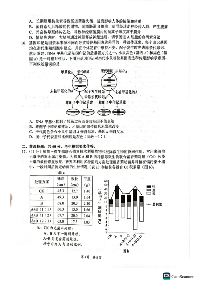 广东韶关市2026届高三下学期二模生物试卷_2024-2026高三（6-6月题库）_2026年04月高三试卷_260419广东省惠州市、韶关市2026届高三下学期4月模拟考试（全科）_生物