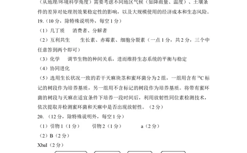 乐山市高中2023级第二次调查研究考试生物答案_2024-2026高三（6-6月题库）_2026年04月高三试卷_260420四川省乐山市高中2023级第二次调查研究考试（乐山二调）（全科）
