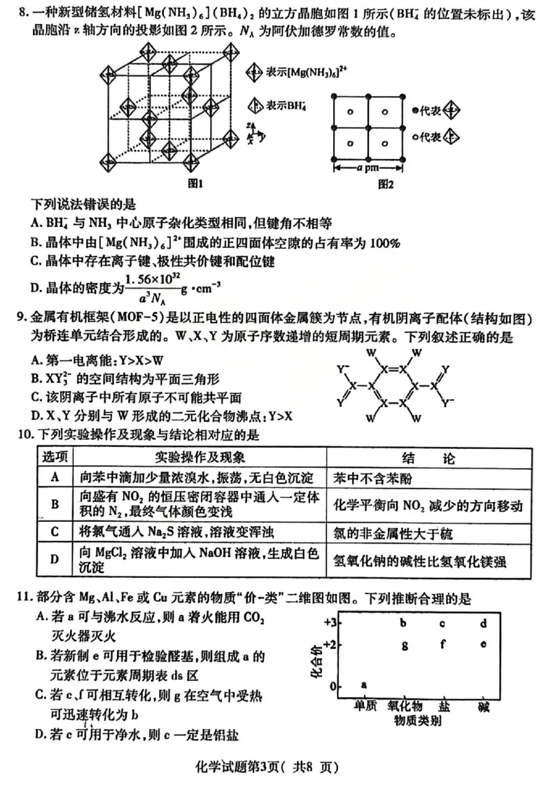 化学试题_临汾2026年高三年级质量监控第一次模拟试题及答案_2024-2026高三（6-6月题库）_2026年03月高三试卷_260326山西临汾市2026年高三年级质量监控第一次模拟测试（全科）