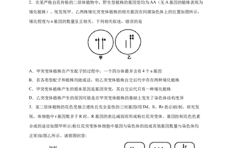 易错点18染色体变异-备战2023年高考生物考试易错题（新教材新高考）（原卷版）_新高考复习资料_2023年新高考复习资料_专项复习_备战2023年高考生物考试易错题（新教材新高考）