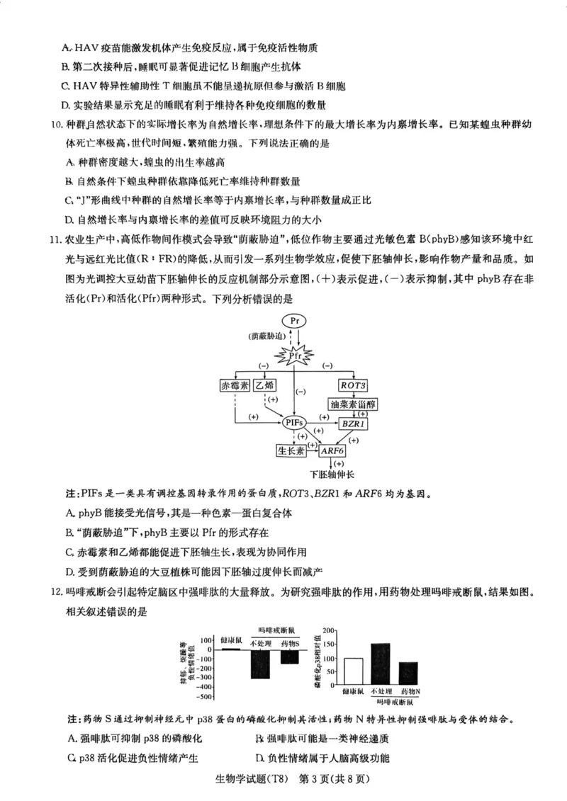 师大附中2026届高三月考试卷（八）生物_2024-2026高三（6-6月题库）_2026年04月高三试卷_2604152026届湖南师范大学附属中学高三模拟卷(一)（全科）