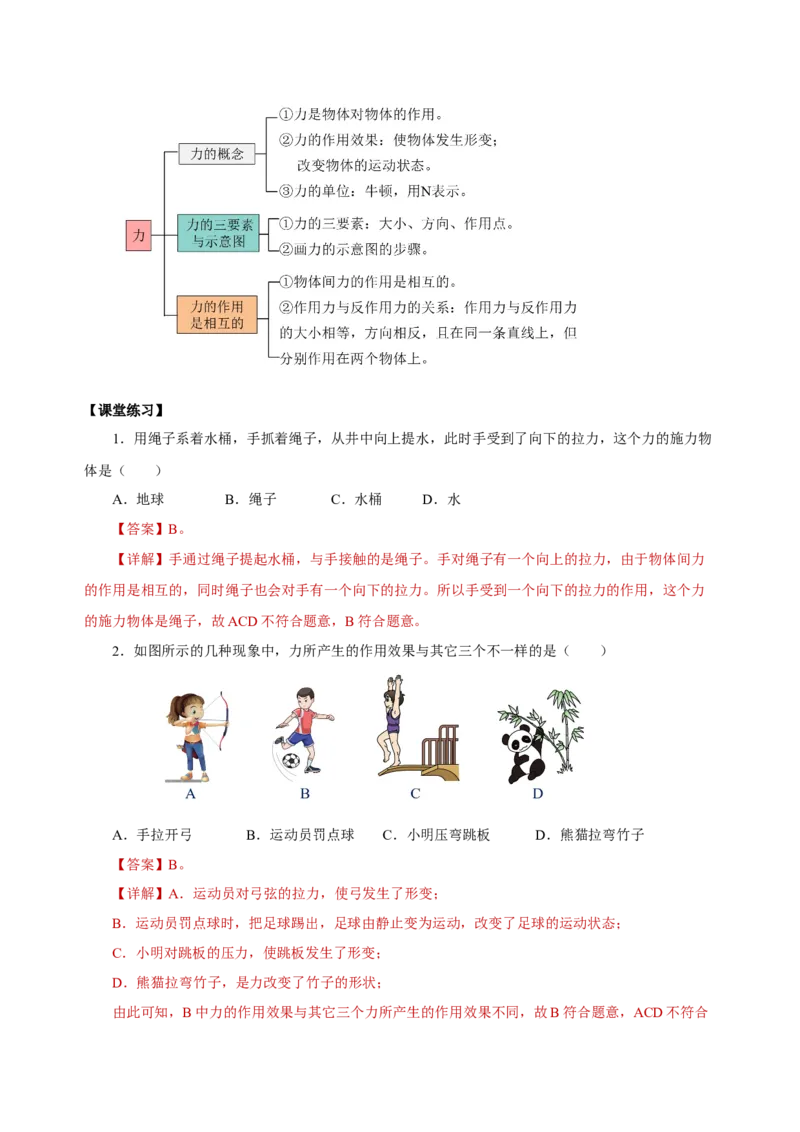 7.1力（导学案）-八年级物理下册同步备课系列（人教版）教师版_初物_2024人教版初中物理八九年级上下册课件教案PPT试题电子版资料_八年级下册教案_第七单元