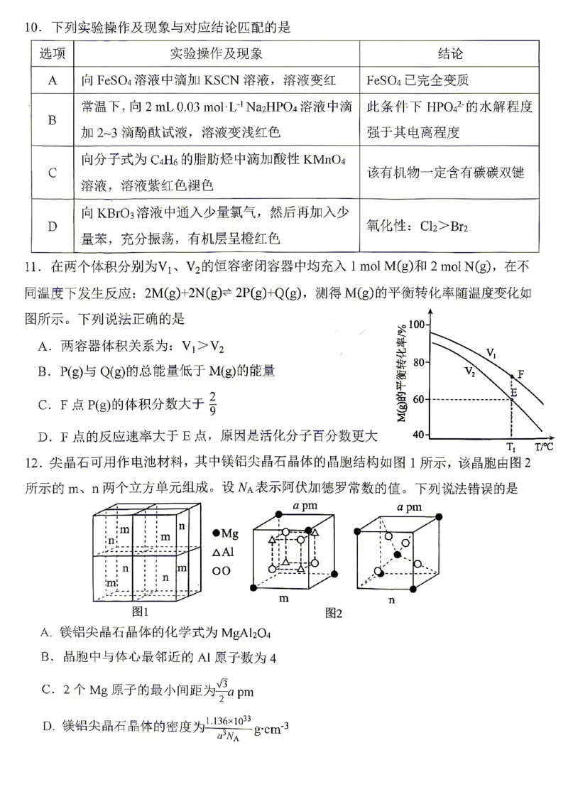 化学试题卷_2024-2026高三（6-6月题库）_2026年04月高三试卷_260428重庆市重庆八中高2026届4月强化训练（三）（全科）