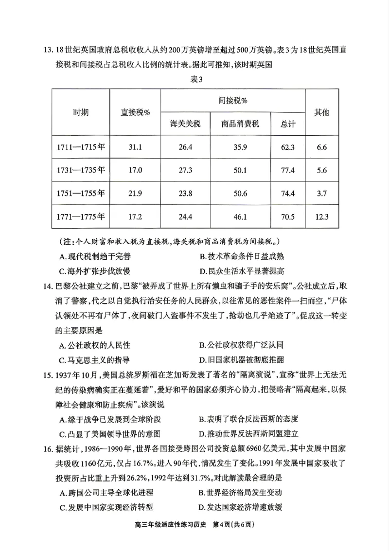 德阳市2026届高三年级适应性练习历史_2024-2026高三（6-6月题库）_2026年04月高三试卷_260425四川省德阳市2026届高三年级适应性练习（德阳三诊）（全科）