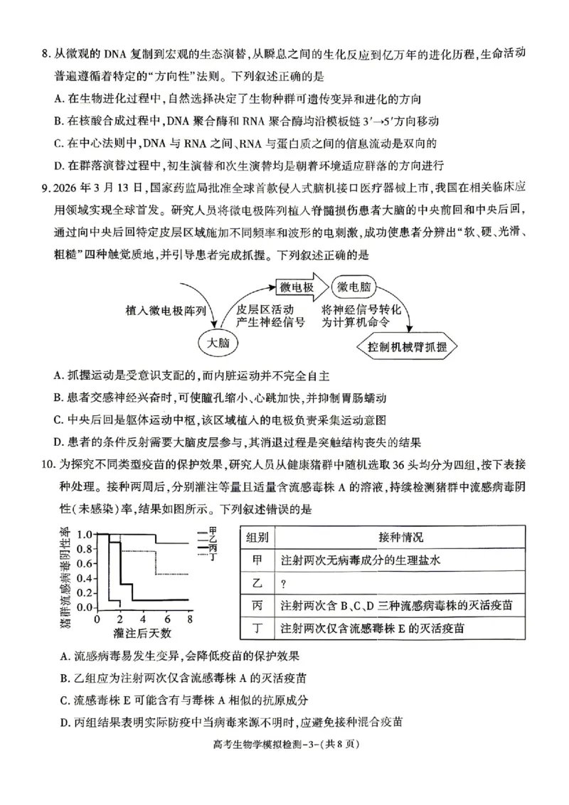 生物试题卷_2024-2026高三（6-6月题库）_2026年04月高三试卷_260428陕西省咸阳市2026(年)届高三年级4月高考模拟检测（全科）_2026届咸阳三模生物